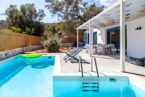 a swimming pool in a backyard with a house at Galini Villas in Mikros Gialos
