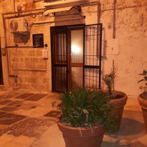 ein Zimmer mit Topfpflanzen vor einer Tür in der Unterkunft filioli apartment 2 in Bari