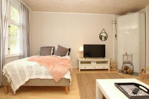 Μια τηλεόραση ή/και κέντρο ψυχαγωγίας στο Idyllic central wooden house apartment