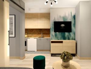 Televízia a/alebo spoločenská miestnosť v ubytovaní Apartament Bojary