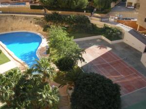 widok z góry na basen z palmami w obiekcie A886 - Entreplayas - 2004 Finestrat s.l. w mieście Cala de Finestrat