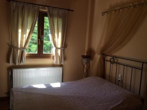 a bedroom with a bed and a window at Ey-Giann in Karpenision