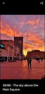a city square with the sky above the main square at Luxurios and historic apartment "Shine" - right on the Main Square in Zagreb