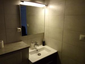 a bathroom with a sink and a mirror at Appartement 2 pieces 40 m2, dans hyper centre, avec piscine au rez de chaussee in Grenoble