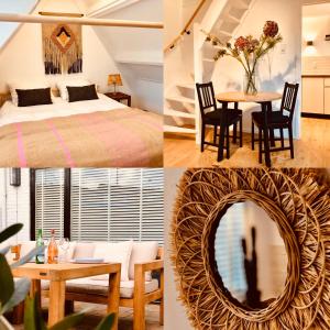 a collage of pictures of a bedroom and a room at Cala Bassa Beachhouse in Noordwijk aan Zee