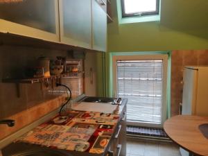Kuchyň nebo kuchyňský kout v ubytování Apartman Red wall