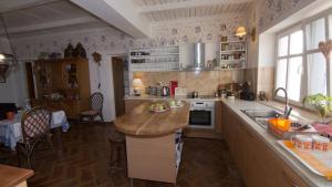 a kitchen with a sink and a counter top at Kastel Marijeta in Šušara