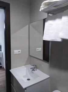uma casa de banho com um lavatório e um espelho em Apartamentos Buena Vista 1 em Coto Rios
