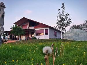 een huis op een heuvel met een grasveld bij Rural hοuse in Kastrítsa