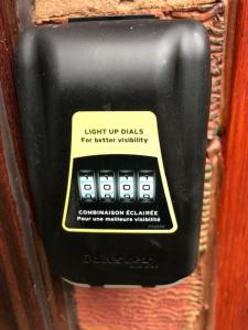 a black light up dial on a wooden door at Lakeside View 2, Perton Village in Wolverhampton