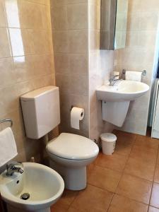 La salle de bains est pourvue de toilettes et d'un lavabo. dans l'établissement CASAVACANZA CHIARA, à Gravellona Toce