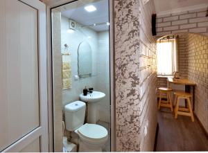 a small bathroom with a toilet and a sink at KAYARAN home in Gyumri