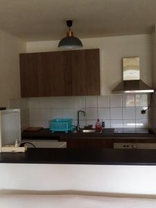 a kitchen with a sink and a counter top at Au Meublé des Roches in Saint-Gilles-les-Bains