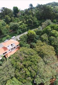 eine Luftansicht eines Hauses inmitten von Bäumen in der Unterkunft CASA GERANIOS STUDIO #3 in Monteverde Costa Rica