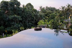uma piscina num jardim com árvores em Tirta Arum em Ubud