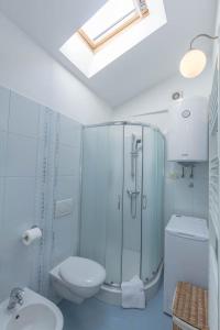 La salle de bains est pourvue d'une douche, de toilettes et d'un lavabo. dans l'établissement Costabona, à Koštabona