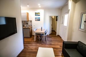 A television and/or entertainment centre at Levkosh Apartments at Lefkada's Heart