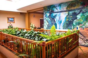 a room with a bunch of plants on a wall at Hospedaje Chimy in Oxapampa