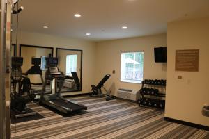 einen Fitnessraum mit Laufbändern und Crosstrainern in einem Zimmer in der Unterkunft Candlewood Suites Nashville - Goodlettsville, an IHG Hotel in Goodlettsville