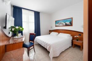 a hotel room with a bed and a desk and a television at Rivoli Hotel in Rivoli