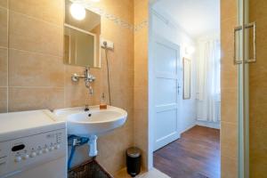 un bagno con lavandino e lavatrice di Čejkovický domek a Čejkovice