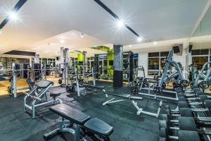 a gym with several treadmills and machines at Grand Lubicz Uzdrowisko Ustka in Ustka