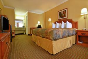 Habitación de hotel con cama grande y TV en Americas Best Value Inn Killeen Ft Hood, en Killeen