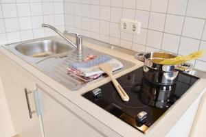 Kuchyň nebo kuchyňský kout v ubytování Mikro Apartments Erding