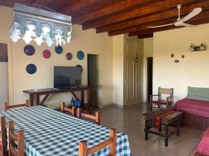 ein Wohnzimmer mit einem Bett und einem TV in der Unterkunft Puesto Las Totoras in San Antonio de Areco