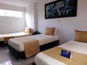 Tempat tidur dalam kamar di Hotel Andino