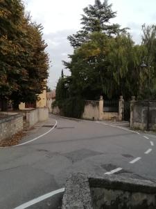 una strada vuota con alberi e una recinzione di alloggio verona est S. Pietro a Lavagno