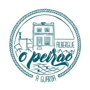 a vector illustration of a barcelona label with a house at Albergue O Peirao in A Guarda