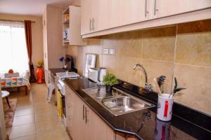 eine Küche mit einer Spüle und einer Arbeitsplatte in der Unterkunft West Suites Sherry Homes in Nairobi