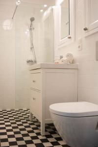 a bathroom with a toilet and a sink and a shower at NEAR TO THE CASTLE in Warsaw +31 photos