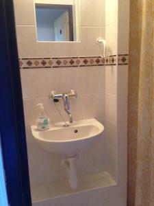 a bathroom with a sink and a mirror at Yveta - Depandance Horské Zátiší in Horni Misecky