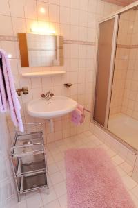 een badkamer met een wastafel en een douche bij Haus Ender in Sankt Gallenkirch