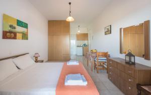蒂錫利維的住宿－雅尼斯圖迪奧公寓，一间带大床的卧室和一间厨房