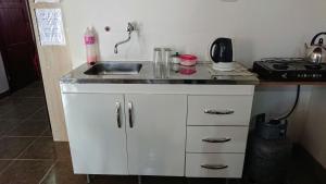 - une cuisine avec un évier et un comptoir dans l'établissement Casa de Haydee, à Cachí