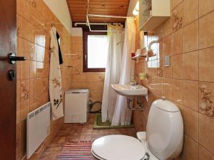 y baño con aseo y lavamanos. en 6 person holiday home in Nyk bing Sj, en Nyrup