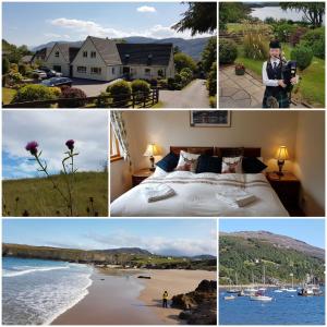 a collage of photos with a bed and a house at Lochview Guest House in Ullapool