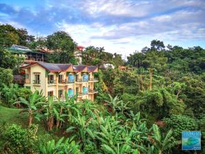 dom na zboczu wzgórza z drzewami w obiekcie Si Como No Resort & Wildlife Refuge w mieście Manuel Antonio