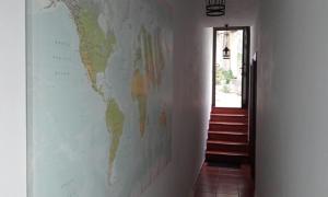 a wall mural of a map of the world on a wall at Casa del Cu bano B- Biosphere Reserve in Santa Cruz de Tenerife