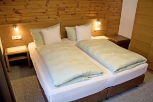 1 cama con 2 almohadas en una habitación en Apart Stanzertal, en Pettneu am Arlberg