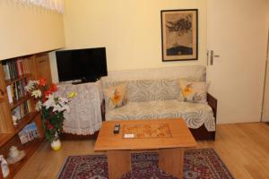 a living room with a couch and a coffee table at Studio Pleven Center in Pleven