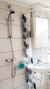 a bathroom with a shower and a sink at Apartman 13 in Križevci +10 photos