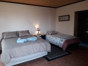 a bedroom with two beds and a lamp on a table at Onduri Lodge in Outjo +73 photos