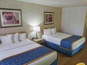 a hotel room with two beds and a lamp at Days Inn by Wyndham Bullhead City in Bullhead City