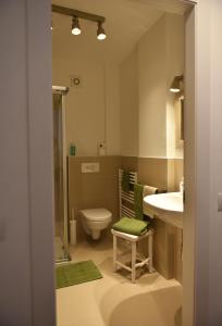 a bathroom with a toilet and a sink at B&B DEL VIAGGIATORE in Rovereto