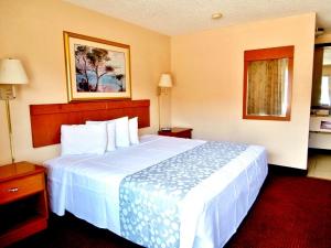Cette chambre comprend un grand lit blanc. dans l'établissement Americas Best Value Inn Alachua, à Alachua