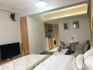 岭湖大厦锐得公寓（广州环市路小北地铁站店）的电视和/或娱乐中心